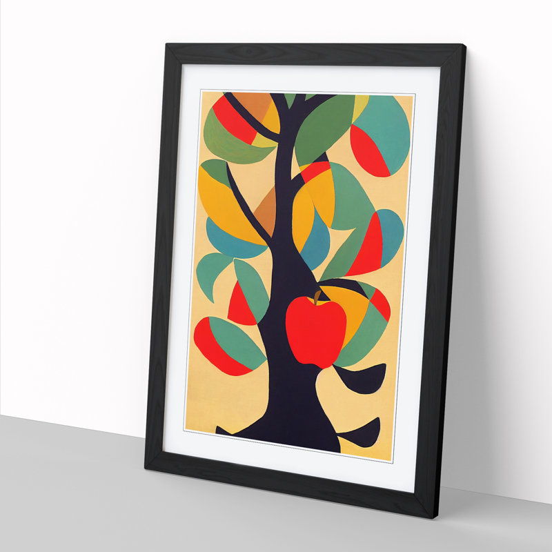 Unique Abstract Apple Tree Vol.4 1 Piece Single Picture Frame Wall Art, 46cm H x 34cm W x 2cm D, Walnut