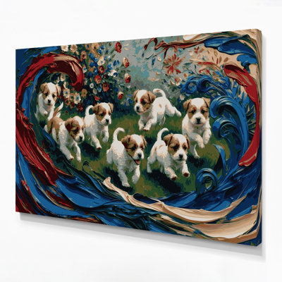 Dogs Russian Toy Purple Canvas Wall Art