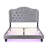 Button Grey Velvet Upholstered Bed For Queen - Curve Design Robust Wood Slat Foundation Led Lights Easy Assembly No Box Spring Necessary In Appearance Stable Stand Simple Requirement-1068223394