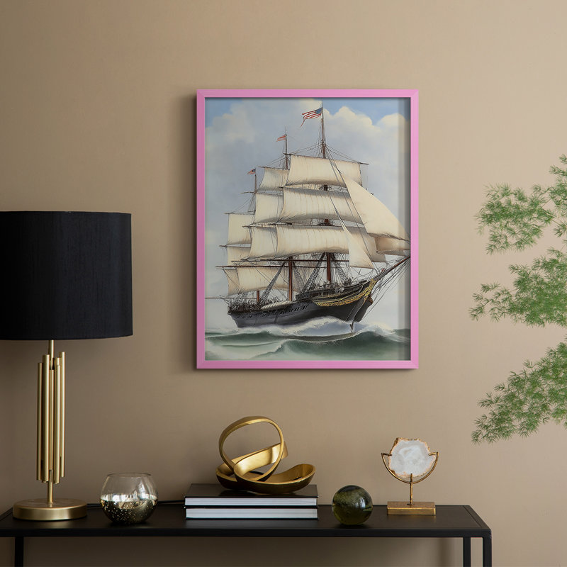NAUTICAL Series LXVI, reproduction encadrée - bois massif, H 15 po x l 12 po, Rose
