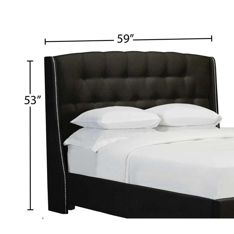 Tardif Upholstered Headboard, Full, Leather - Black