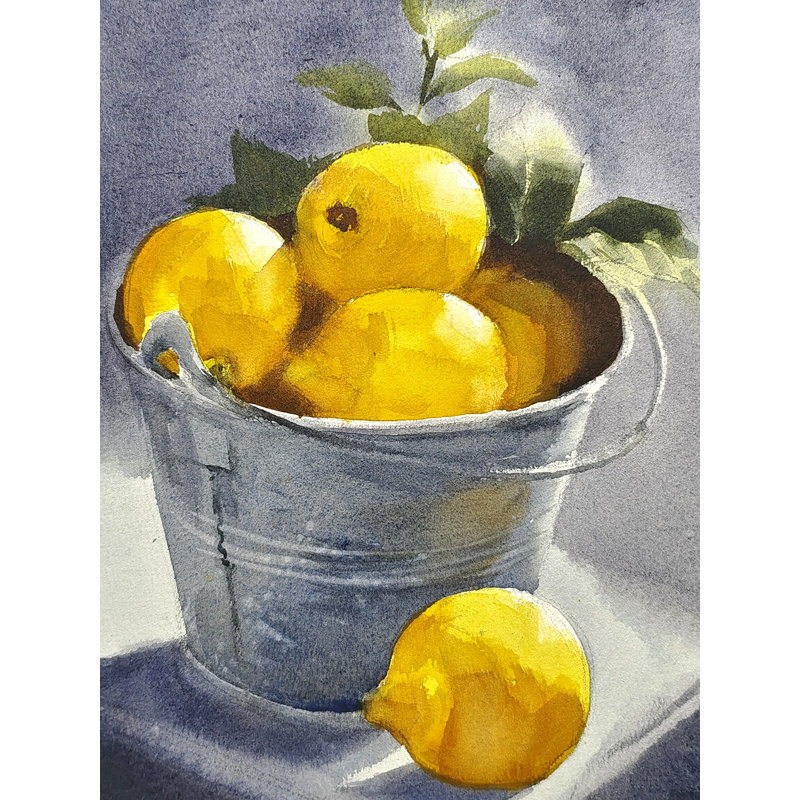 Pot de fruits, peinture - par Achintya Hazra | Aquarelle sur papier