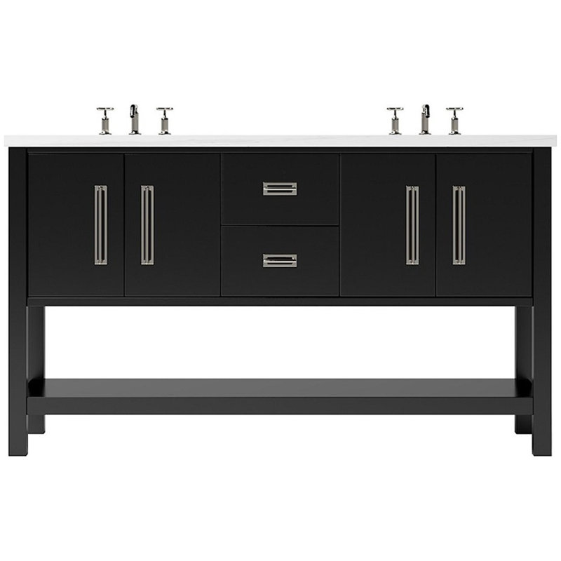 Kiawah Double Bath Vanity, Noir, Satin Nickel, 60"