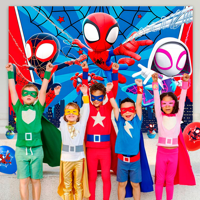 Ensemble de 30 fournitures de fête d'anniversaire Spidey and Friends, ensemble de décorations de fête pour enfants Spidey and Friends 