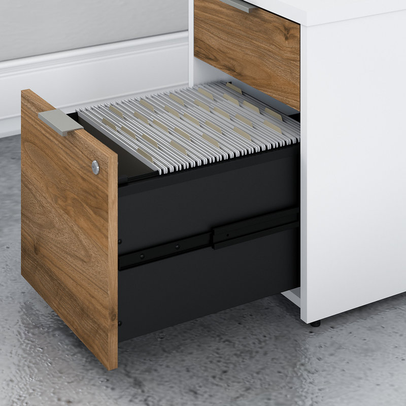 Ensemble de bureau rectangulaire 4 pièces Jamestown, Noyer frais / blanc, H 29,66 po x l 59,69 po x P 59,17 po