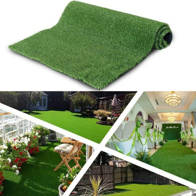 Tapis de gazon artificiel 3 pi x 32 pi de qualité supérieure avec trous de drainage, espaces intérieurs / extérieurs pour animaux de compagnie, jardins, pelouses, patio et balcon