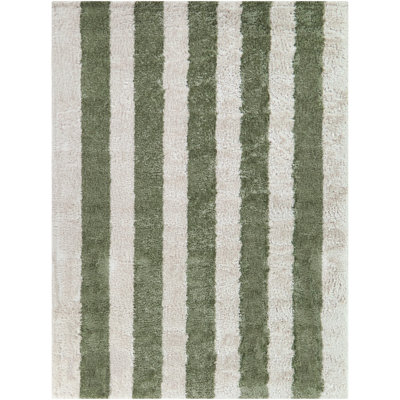 Augello Green Striped Area Rug
