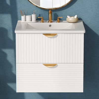 Ensemble de meuble-lavabo simple 24 po avec plateau en céramique Taisean