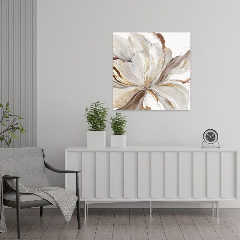 Art floral contemporain abstrait avec papillon II, H 24 po x l 24 po