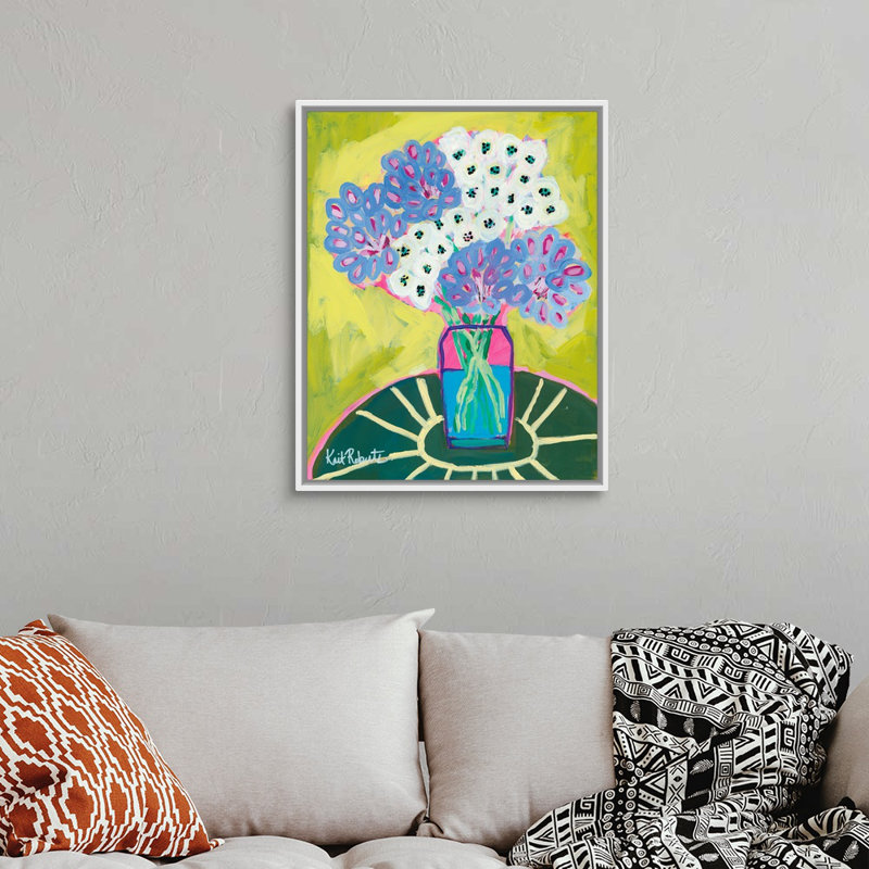 Reproduction d’art sur toile, "Cecily’s table" par Kait Roberts, H 32 po x l 26 po x P 1,75 po, Cadre blanc