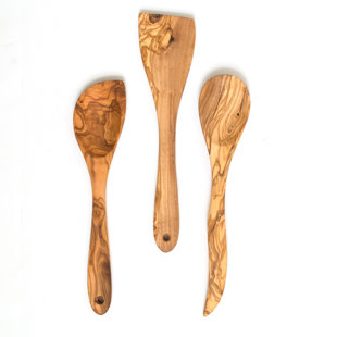 Ensemble d'ustensiles en bois d'olivier 3 pièces