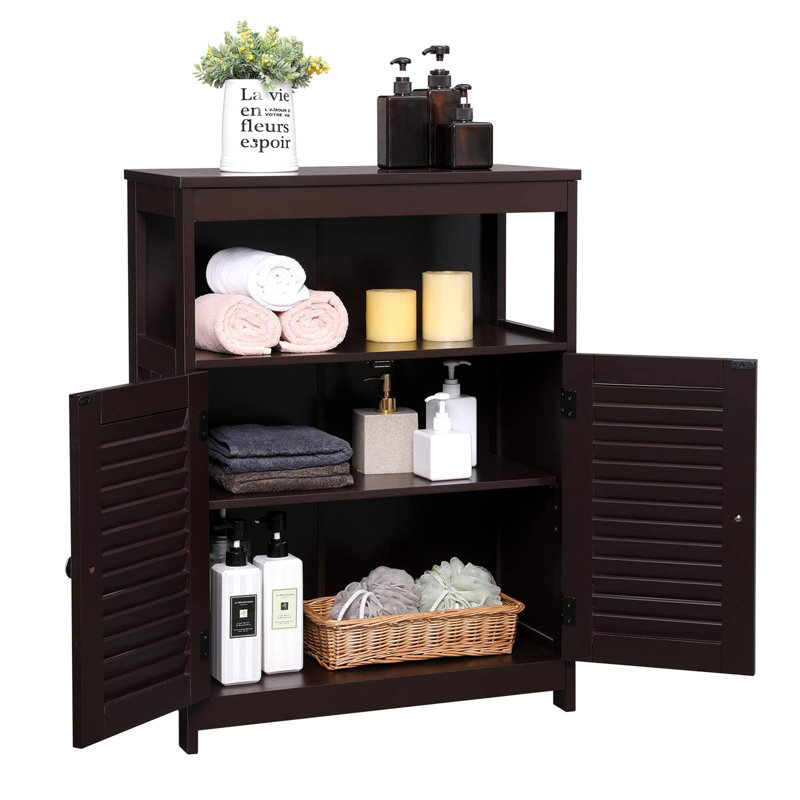 Armoire de salle de bain avec portes à double volet, Brun