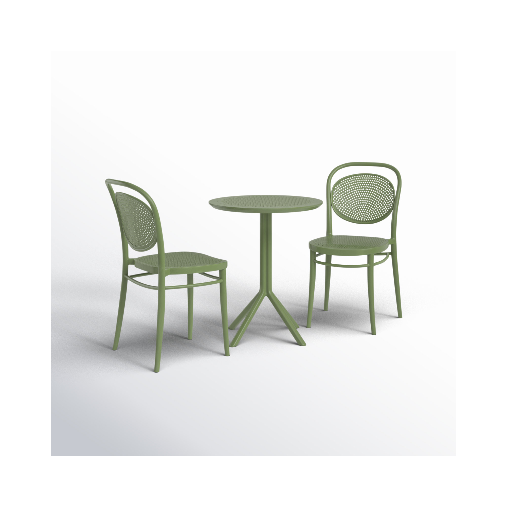 Farrah Round 2 - Person 24" Long Bistro Set, Olive Green