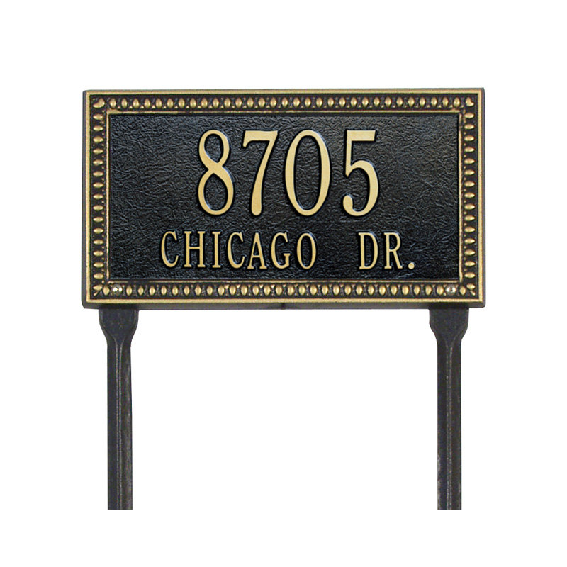 Egg and Dart 2-Line Lawn Address Sign, Antique Copper, Yes