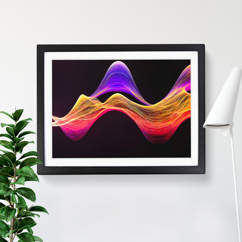 Lively Modern Abstract - Single Picture Frame Print, Black, 46cm H x 64cm W