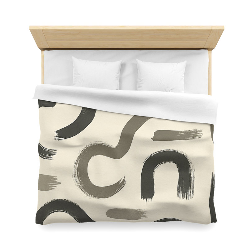Microfiber Duvet Cover Boho Style, Design 70, King Duvet Cover, White