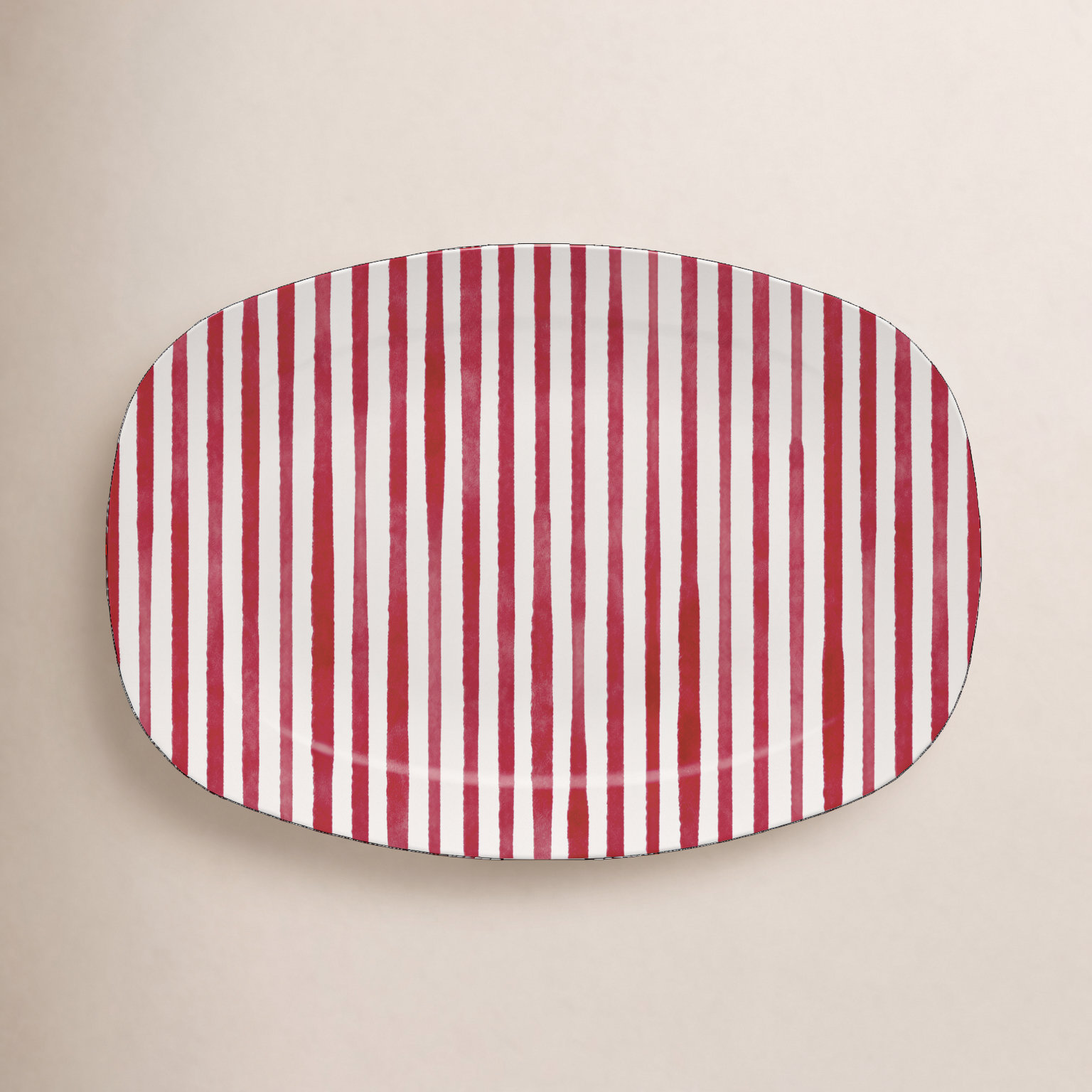 Traychic Oval Resin Platter, Red