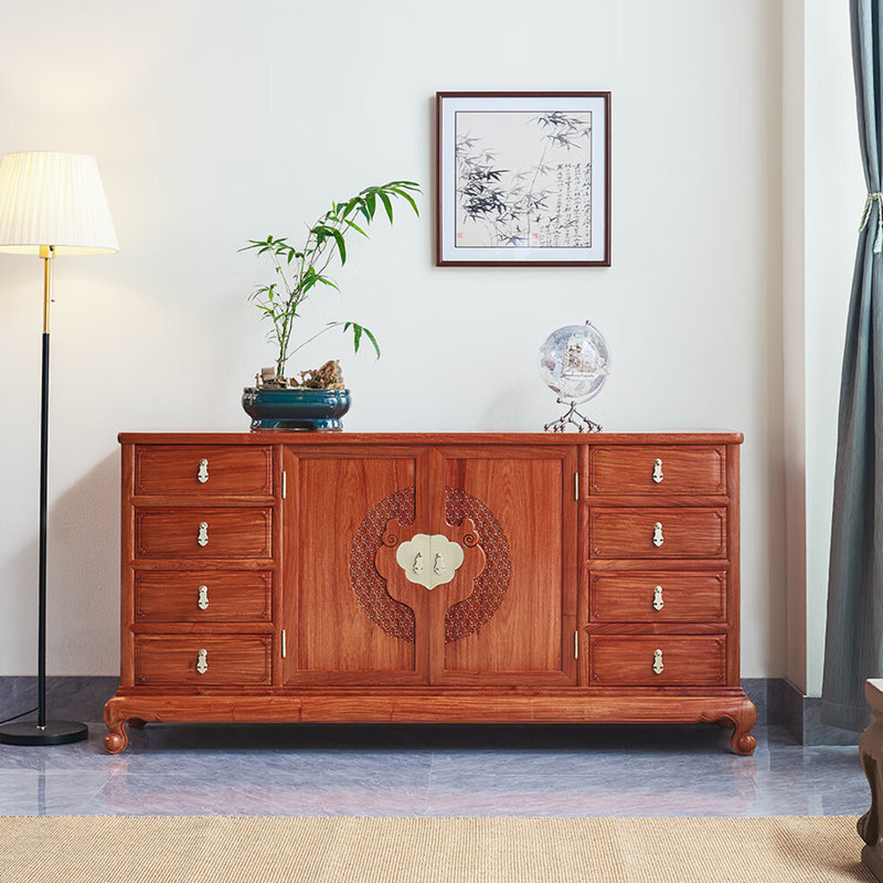 Buffet luxueux rétro de style chinois, H 33,8 po x l 55,9 po x P 18,9 po