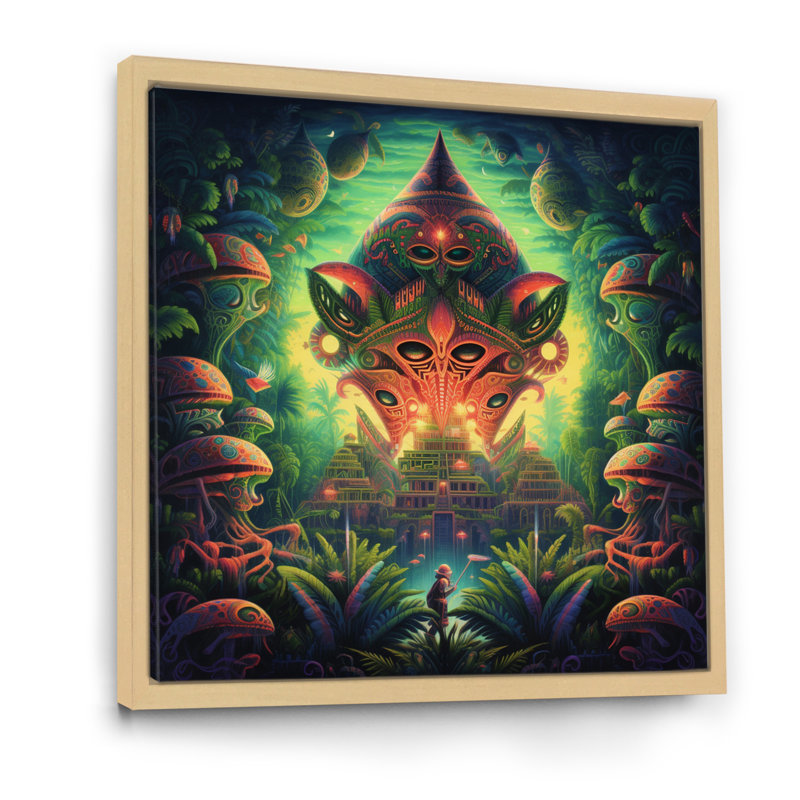 «Plant Spirit» Vision chamanique sur toile, H 24 po x l 24 po x P 1 po, Cadre flottant brun