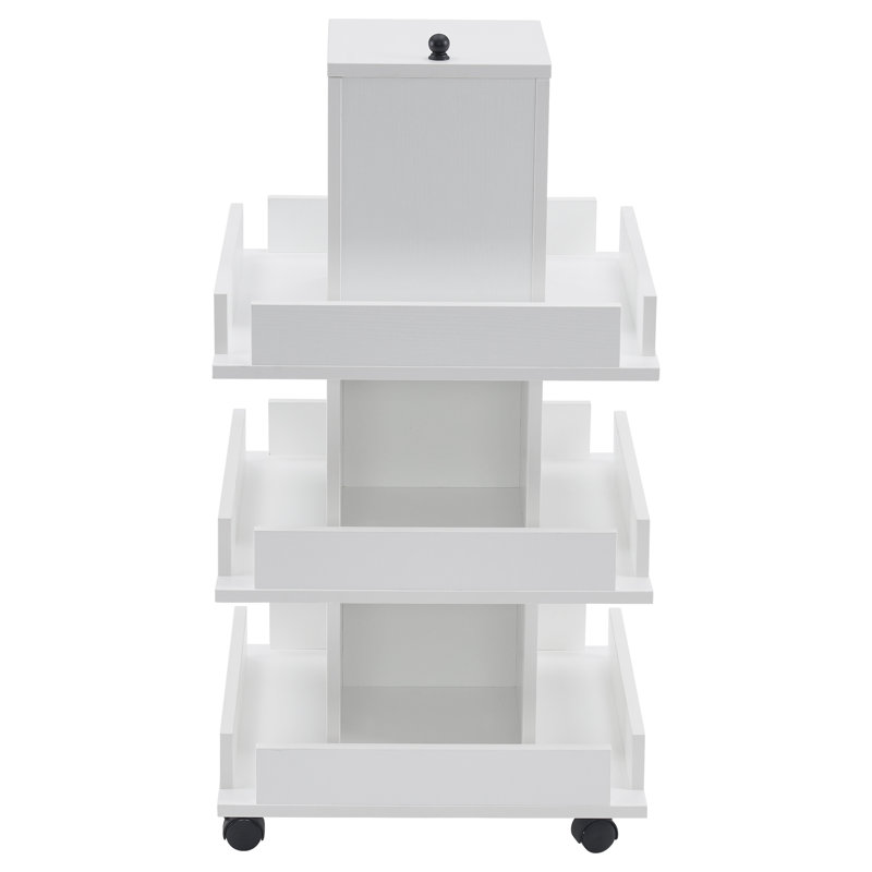 Chariot utilitaire avec tablette et roues universelles, chariot de rangement pour outils à 3 niveaux, Blanc