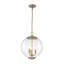 Suspension moderne à globe en verre transparent à 3 lumières