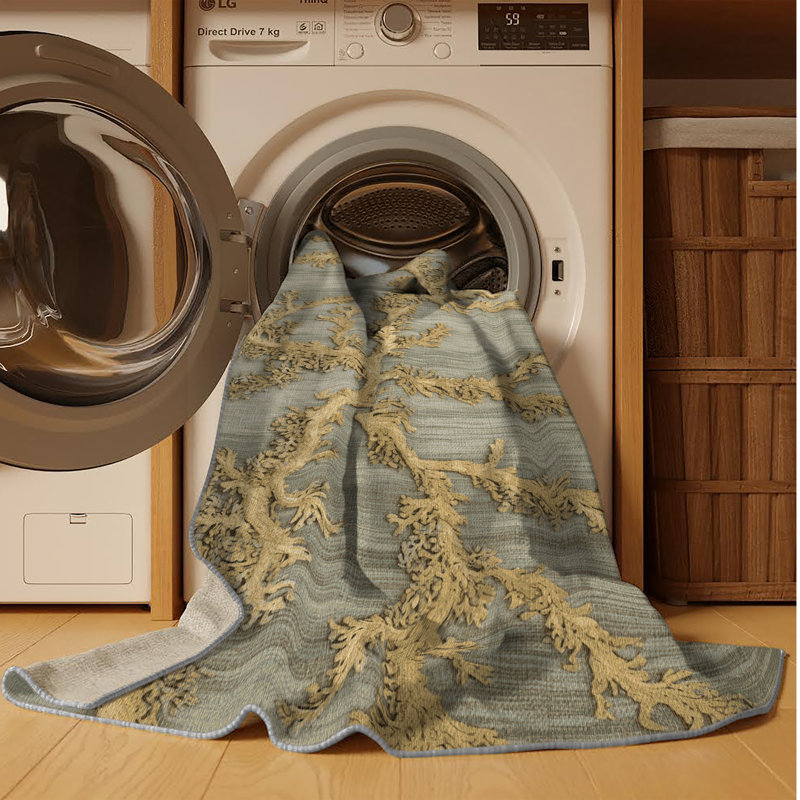 Machine Washable Nature Brown Area Rug, Rectangle 5' x 7'