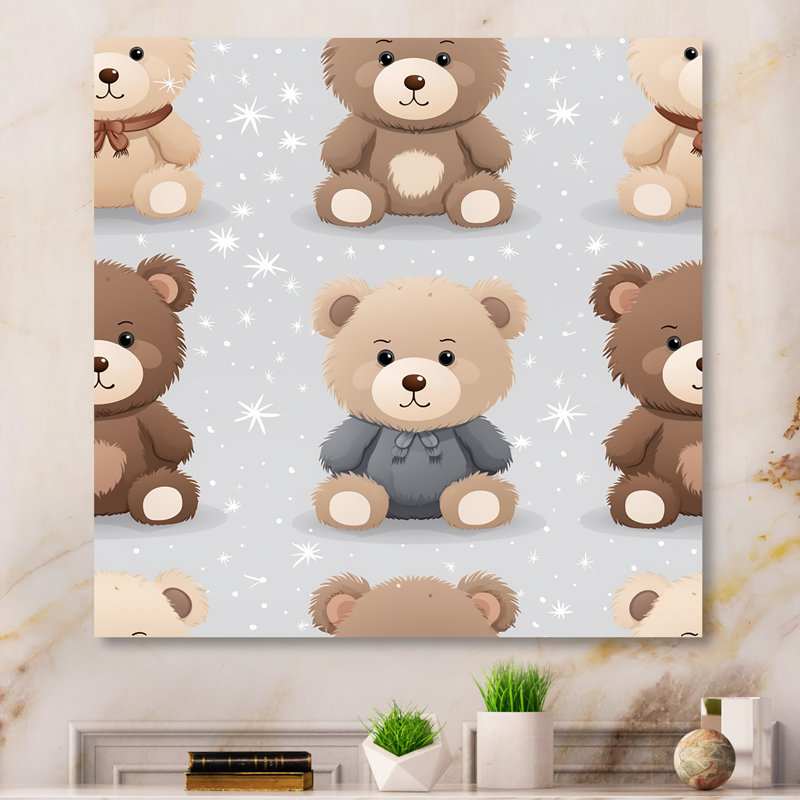 Pépinière d'ours brun et gris - art mural 2, Toile tendue, H 30 po x l 30 po