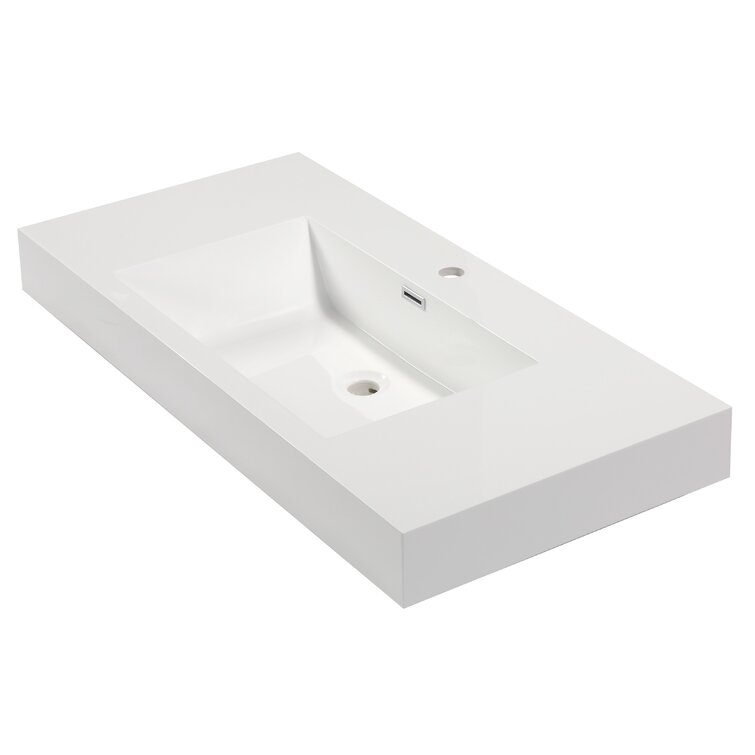 Aquamoon Venice 18.875'' White Acrylic Rectangular Vessel Bathroom Sink ...