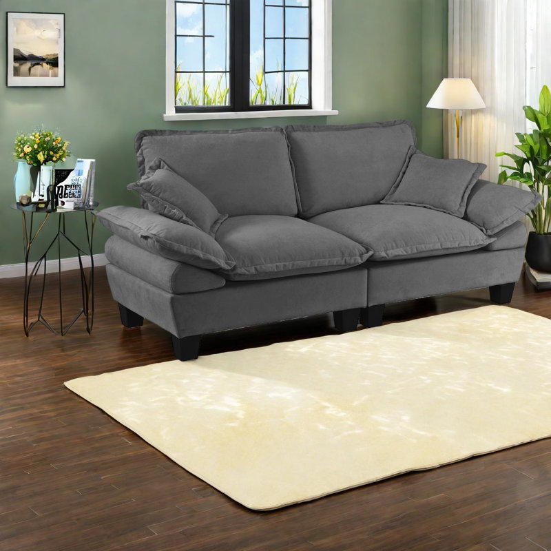 Comfort-First Sofas, causeuse moderne en chenille de 76 pouces pour petite maison