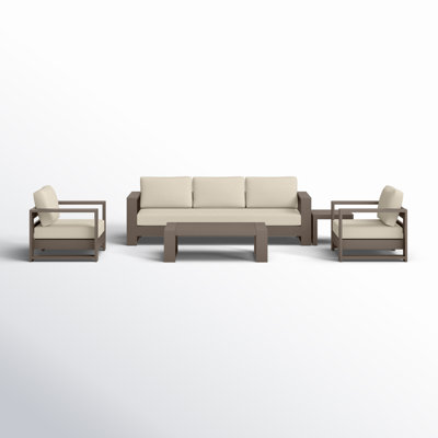 Hoyt Outdoor Aluminum Conversation Set with End Table