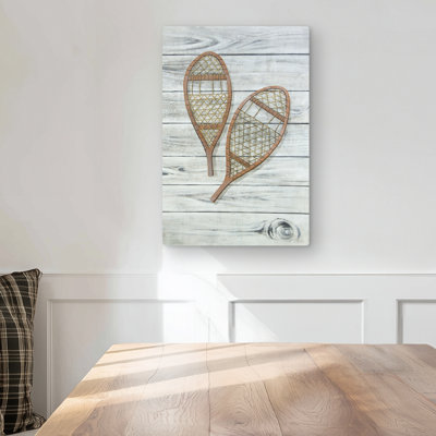 Snowshoes - Brown Livingroom Metal Print for Home Decor