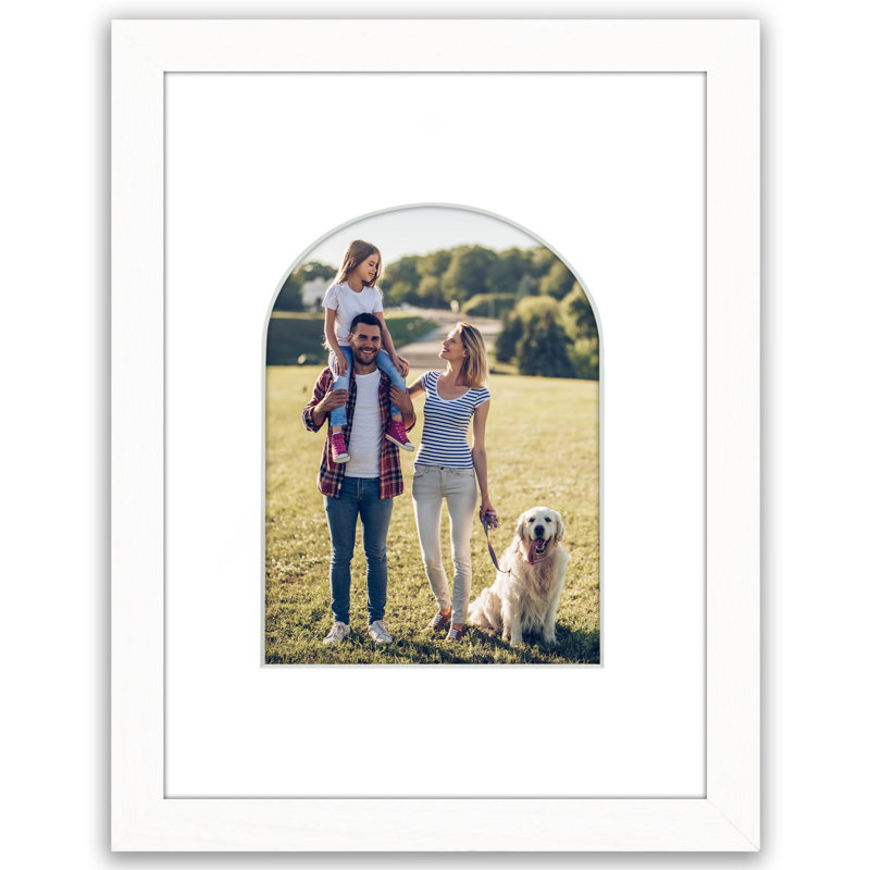 Cadre photo avec tapis en forme d'arche - Idéal pour toute pièce, salon, dortoir, White, 9" x 12"