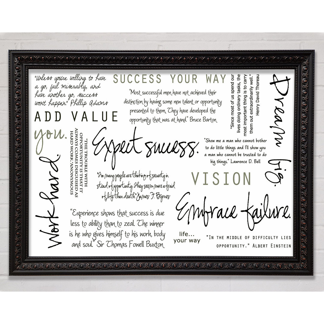 Work Hard Dream Big Expect Success Lime Green - Single Picture Frame Art Prints