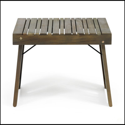Kyoto Acacia Wood Foldable Side Table With Slat-Top Design For Indoor And Outdoor Use, Space-Saving And Durable
