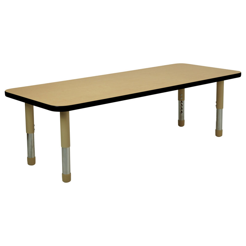 Table rectangulaire d'activités en T avec moulures totales réglables, H 18 po x l 60 po x P 24 po, Beige, Beige/noir