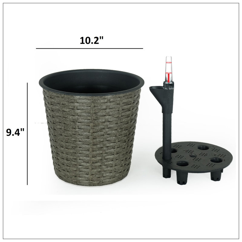 Shaian Pot Planter, 9.4" H x 10.2" W x 10.2" D, Gray