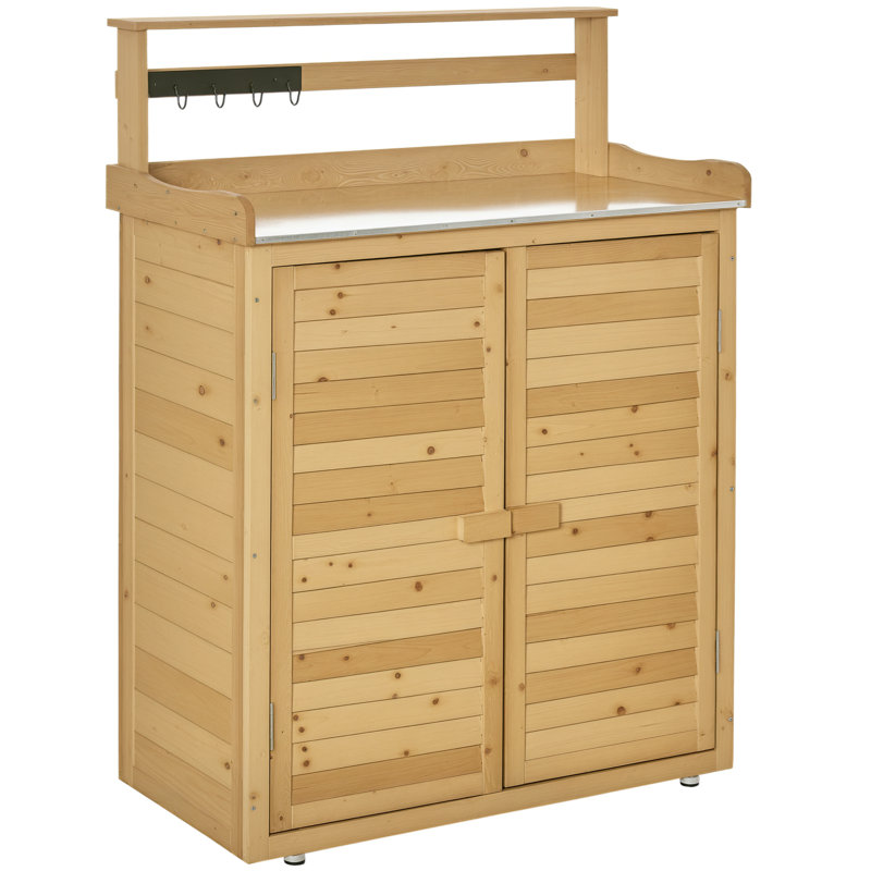 Table de travail en bois Outsunny avec table de travail et crochets