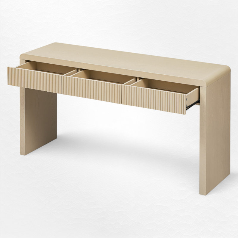 Console Table With 3 Drawers, Apricot