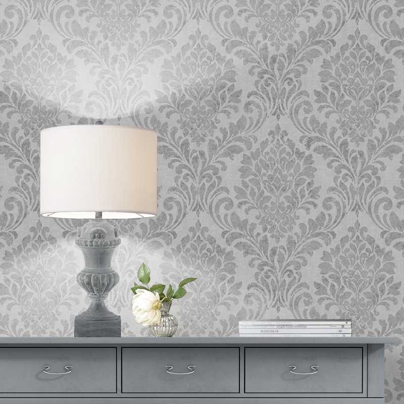 Gillenwater 10.05m x 53cm Semi-Gloss Wallpaper Roll, Grey
