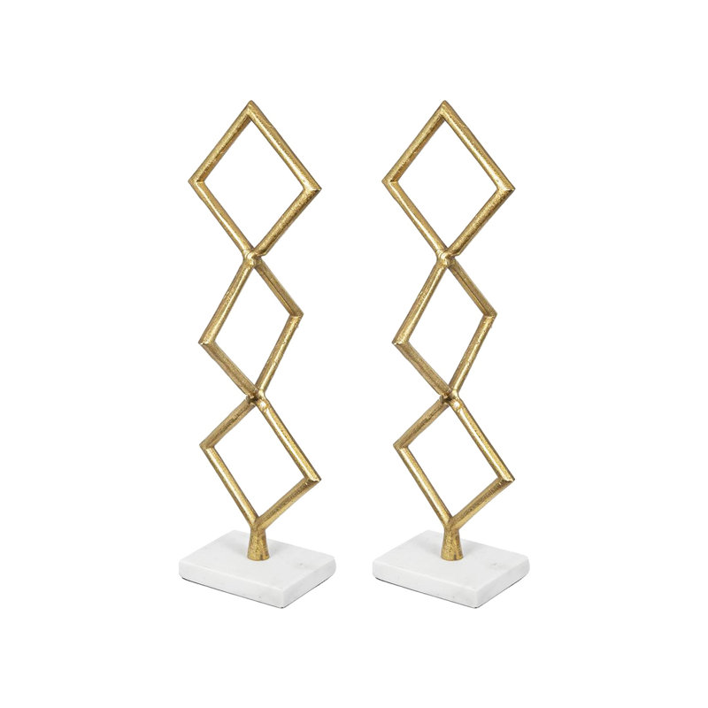 Table Decor  Set of 2  14" x 5" x 3"  Gold/White