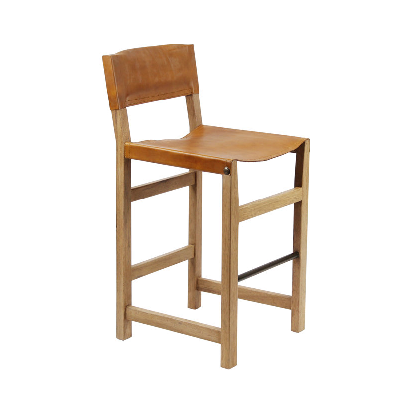 Tabouret de comptoir 25 po Annitta, Selle de cuir