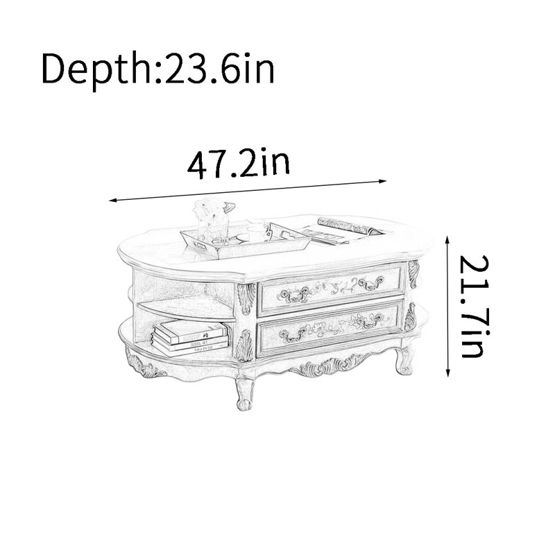 Table basse American American, H 21,7 po x L 47,2 po x l 23,6 po