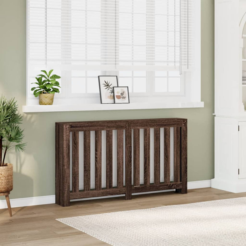 Large Radiator Cover, Brown Oak, 149 x 20 x 82 cm, Vertical Slats
