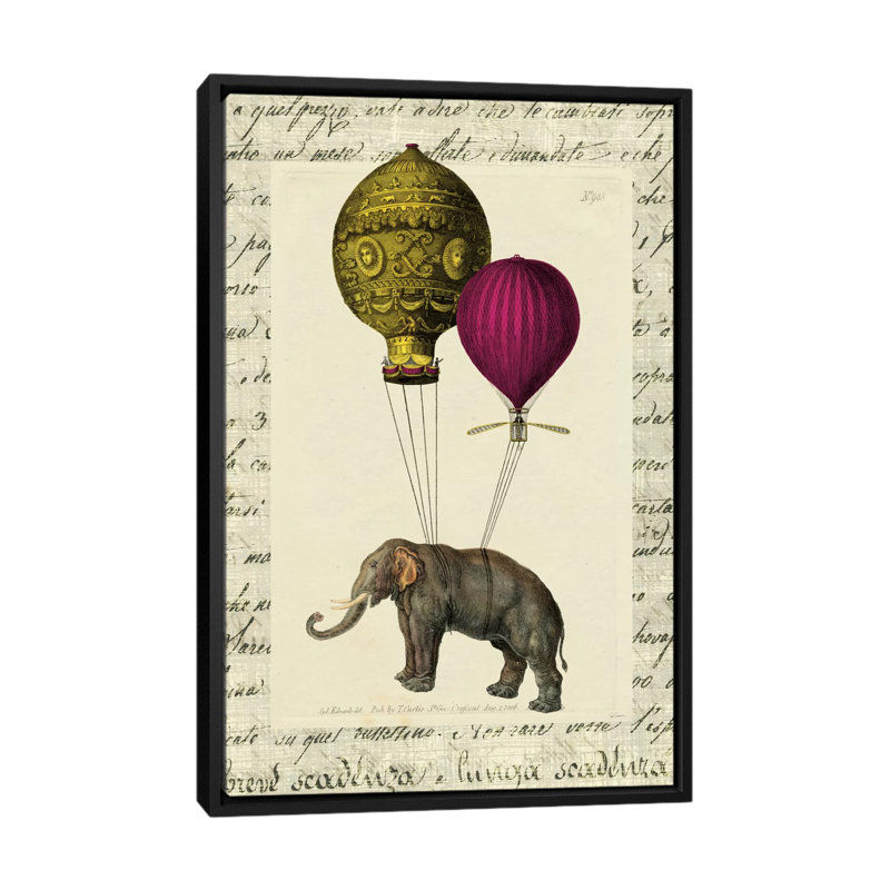 Elephant rider ii-impression d’art graphique sur toile tendue, H 26 po x l 18 po x P 1,5 po, Toile encadrée noire