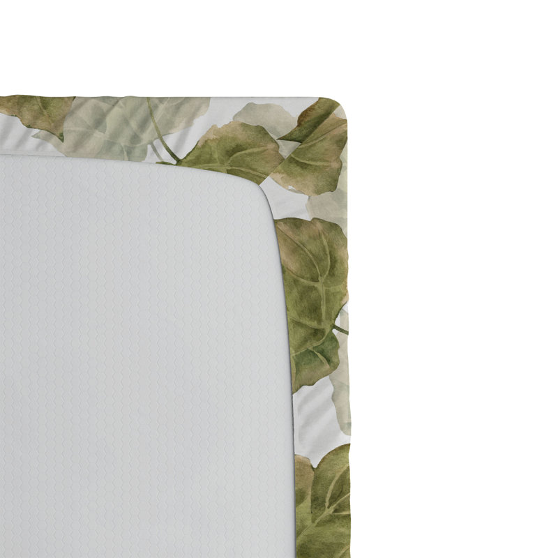 Drap-housse Ambesonne, Drap-housse de taille simple, Vert pistache, blanc / floral 1