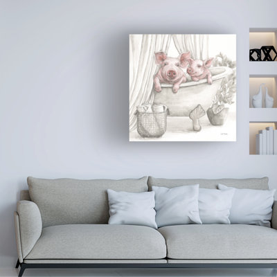 Bolog Leslie Trimbach Pigs In A Tub Color Canvas Wall Art