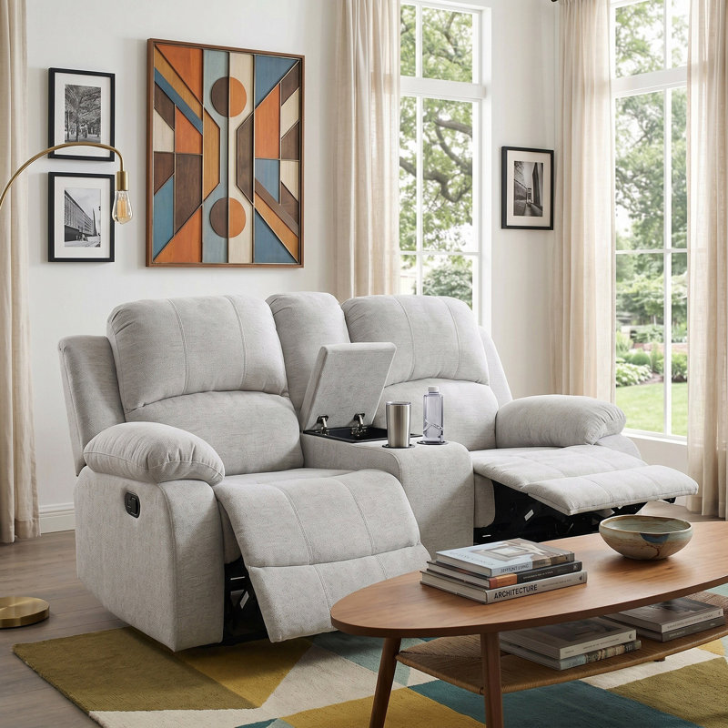 Causeuse inclinable en lin gris clair, Lin gris
