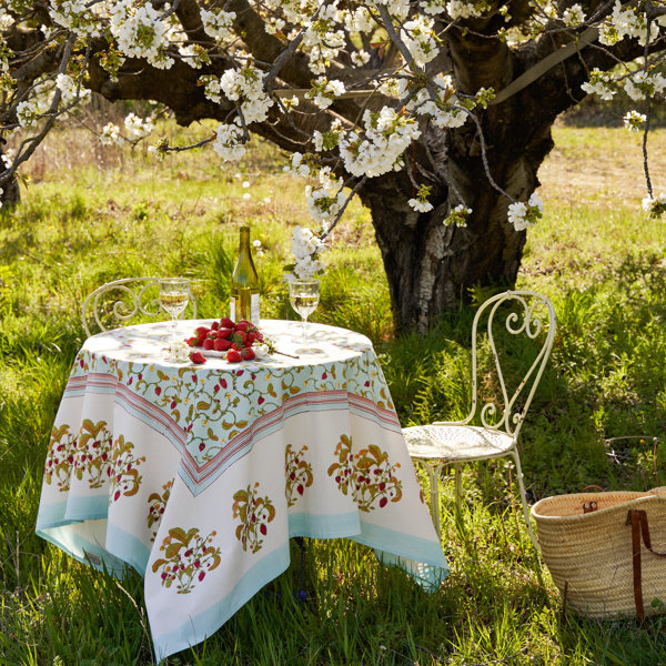 Couleur Nature Strawberry Floral Cotton Tablecloth | Wayfair