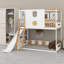 Lit mezzanine pour enfants avec glissade et aire de jeux inférieure polyvalente délimitée par des garde-corps-670303635-670303645