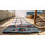 Gray Antique American Floral Folk Art Design Hooked Long Hallway Runner Rug
